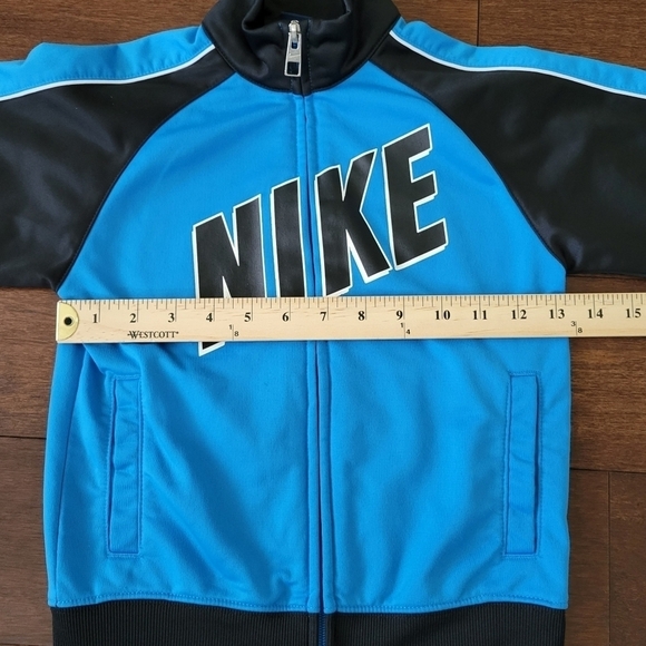 Nike Boys Blue & Black Colorblock Spellout Zip-Up Athletic Track Jacket Size 6 - Picture 5 of 7